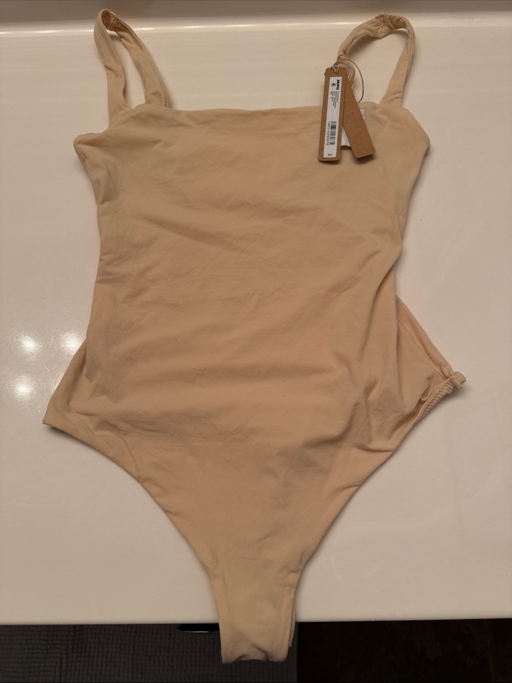 Skims Fits Everybody Square Neck Bodysuit in Nude